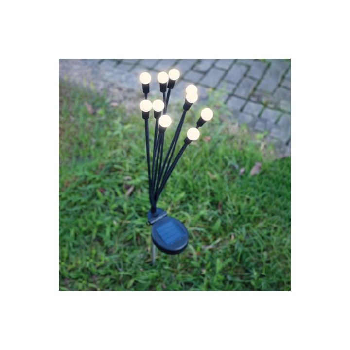ESTACA SOLAR CON 10 LEDS LUZ CALIDA FOREVER