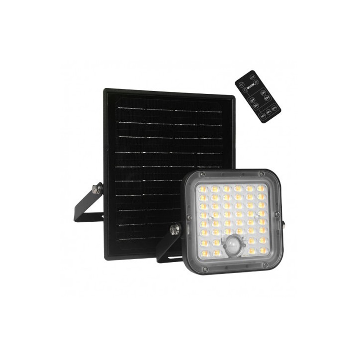 FOCO LED SOLAR 10W 1500LM CON SENSOR + MANDO + CCT 3000K/6000K ELBAT