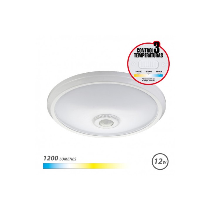 APLIQUE DE SUPERFICIE LED CON SENSOR 12W | 1200LM | LUZ CCT ELBAT