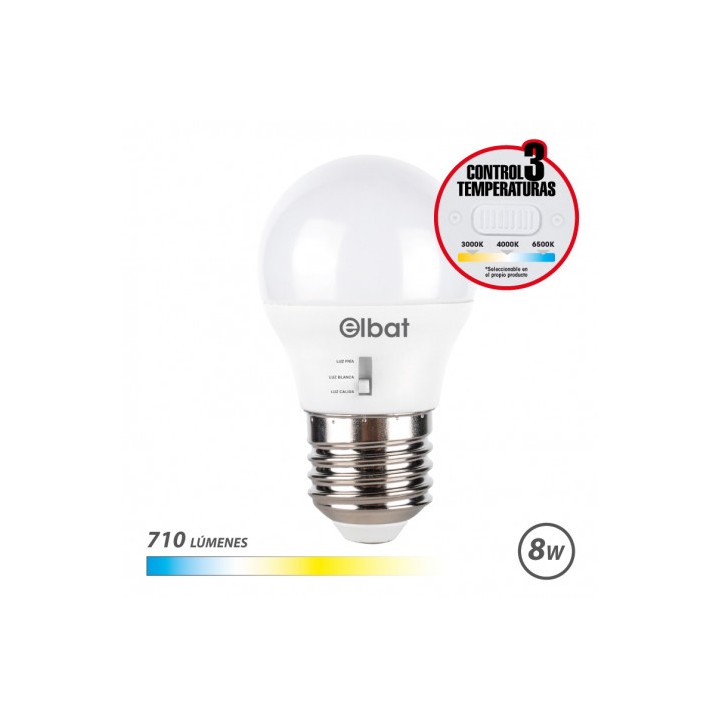BOMBILLA LED G45 | 8W | 710LM | E27 | LUZ CALIDA/BLANCA/FRIA | ELBAT