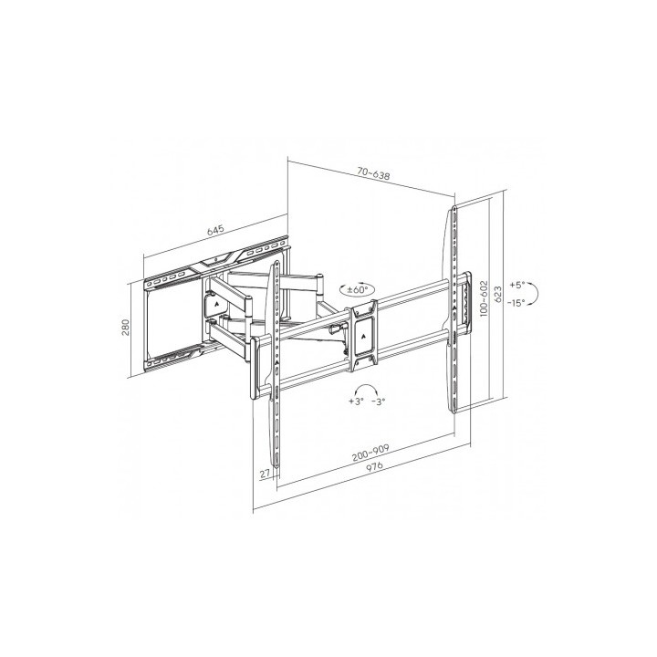 SOPORTE ARTICULADO REFORZADO TV LED, LCD 50"-105" CROMAD