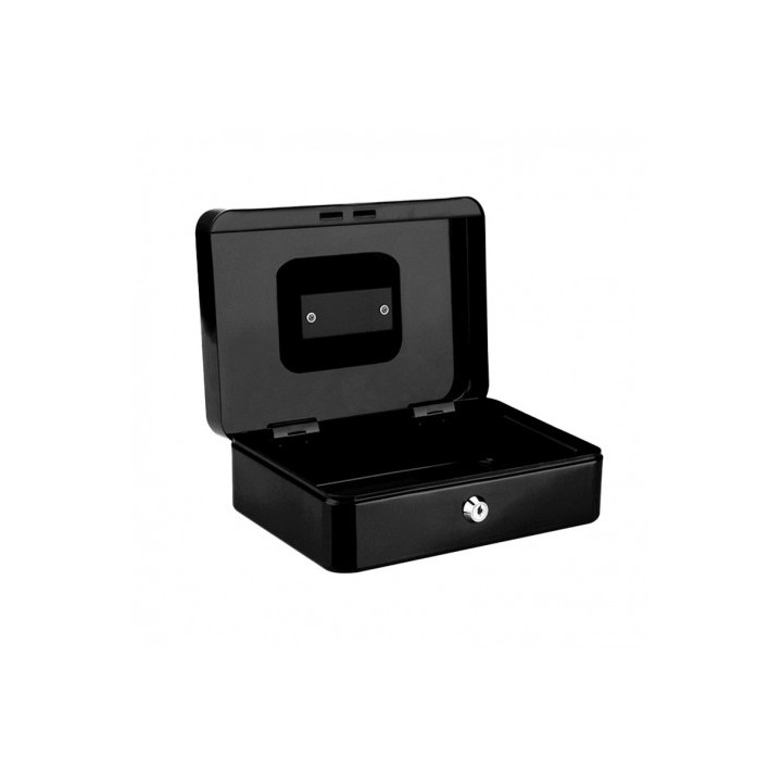 CAJA DE CAUDALES METÁLICA CON LLAVE 9X25X18CM 5 COMPARTIMENTOS CROMAD