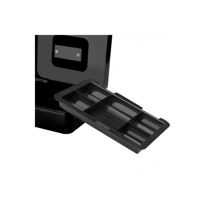 CAJA DE CAUDALES METÁLICA CON LLAVE 9X25X18CM 5 COMPARTIMENTOS CROMAD