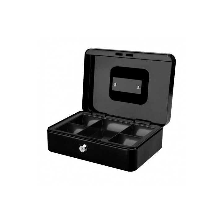 CAJA DE CAUDALES METÁLICA CON LLAVE 9X25X18CM 5 COMPARTIMENTOS CROMAD