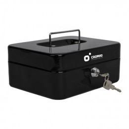 CAJA DE CAUDALES METÁLICA CON LLAVE 9X20X16CM 3 COMPARTIMENTOS CROMAD