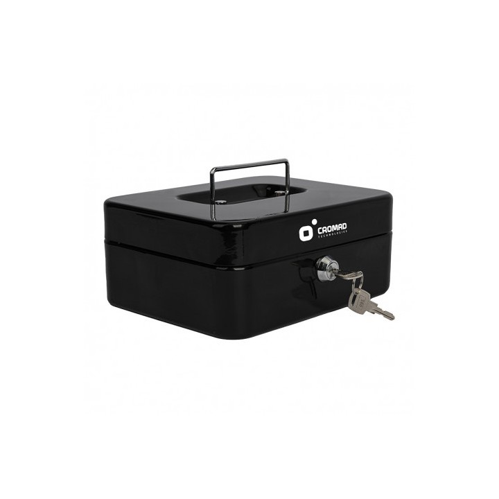 CAJA DE CAUDALES METÁLICA CON LLAVE 9X20X16CM 3 COMPARTIMENTOS CROMAD