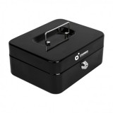 CAJA DE CAUDALES METÁLICA CON LLAVE 9X20X16CM 3 COMPARTIMENTOS CROMAD