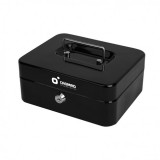 CAJA DE CAUDALES METÁLICA CON LLAVE 9X20X16CM 3 COMPARTIMENTOS CROMAD