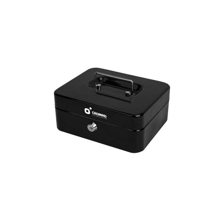 CAJA DE CAUDALES METÁLICA CON LLAVE 9X20X16CM 3 COMPARTIMENTOS CROMAD