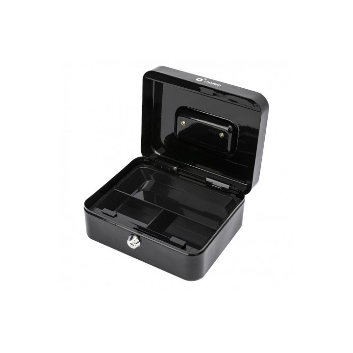 CAJA DE CAUDALES METÁLICA CON LLAVE 9X20X16CM 3 COMPARTIMENTOS CROMAD