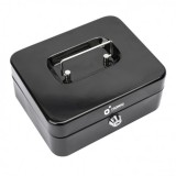 CAJA DE CAUDALES METÁLICA CON LLAVE 9X20X16CM 3 COMPARTIMENTOS CROMAD