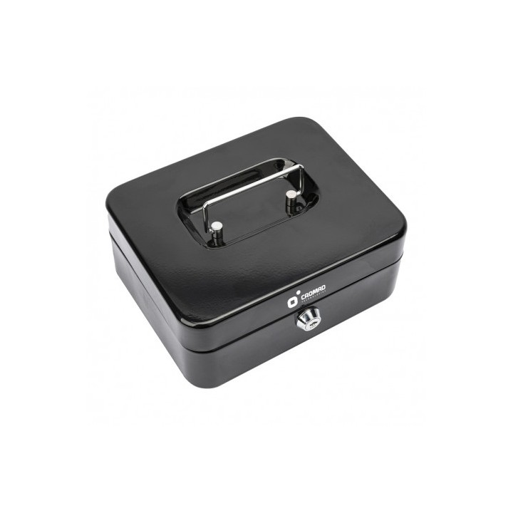 CAJA DE CAUDALES METÁLICA CON LLAVE 9X20X16CM 3 COMPARTIMENTOS CROMAD