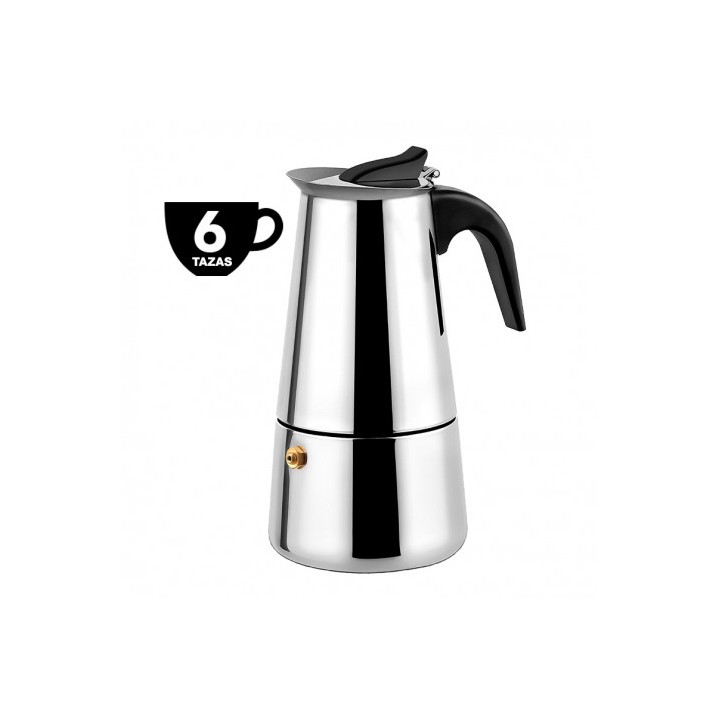 CAFETERA ESPRESSO ITALIANA DE ACERO INOXIDABLE 6 TAZAS MUVIP