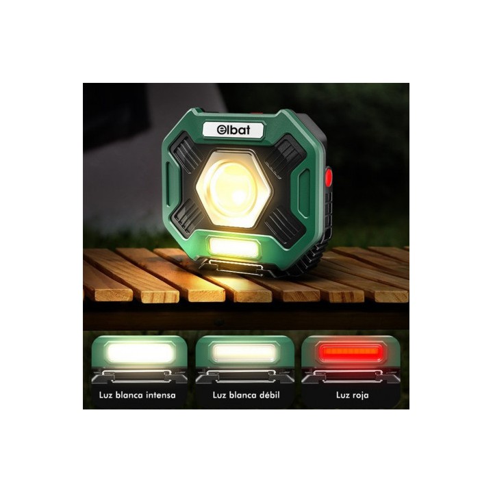 FOCO LED MULTIFUNCIÓN RECARGABLE 20W 2000LM LUZ FRIA ELBAT