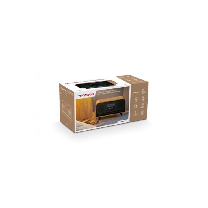 ALTAVOZ RETRO CON DESPERTADOR 30W MADERA NEGRO RT850BT THOMSON