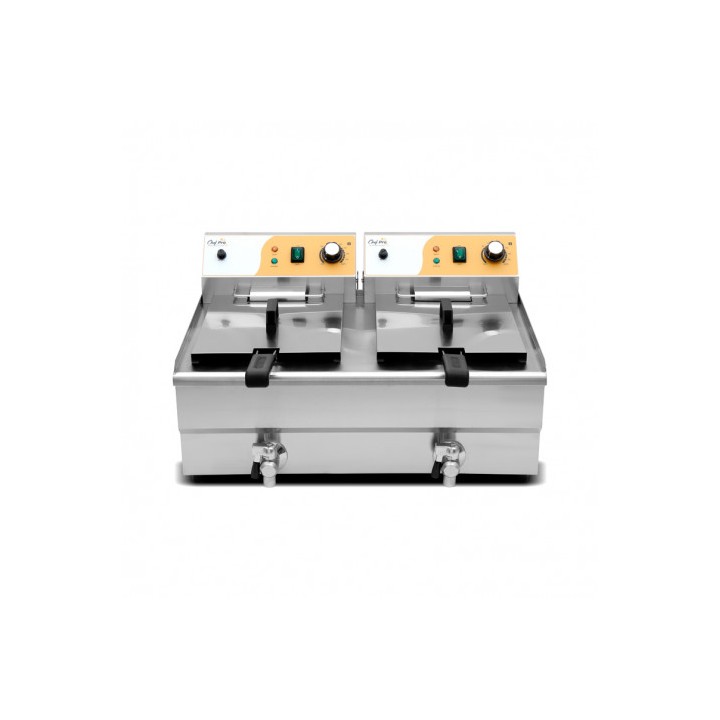 FREIDORA ELÉCTRICA PROFESIONAL 16+16 LITROS 2X3000W CHEF PRO