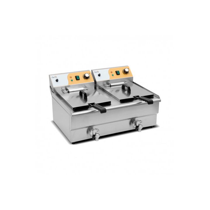 FREIDORA ELÉCTRICA PROFESIONAL 16+16 LITROS 2X3000W CHEF PRO