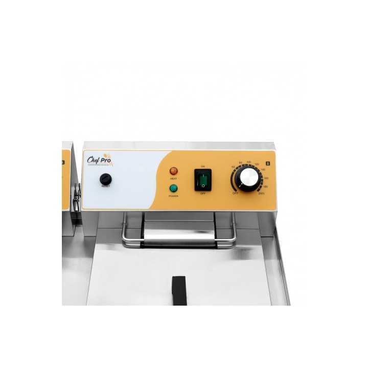 FREIDORA ELÉCTRICA PROFESIONAL 16+16 LITROS 2X3000W CHEF PRO