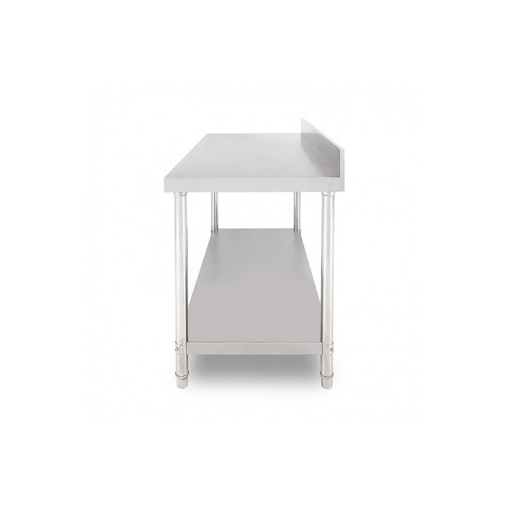 MESA DE TRABAJO ACERO INOXIDABLE 150X70X85CM CON RESPALDO CHEF PRO
