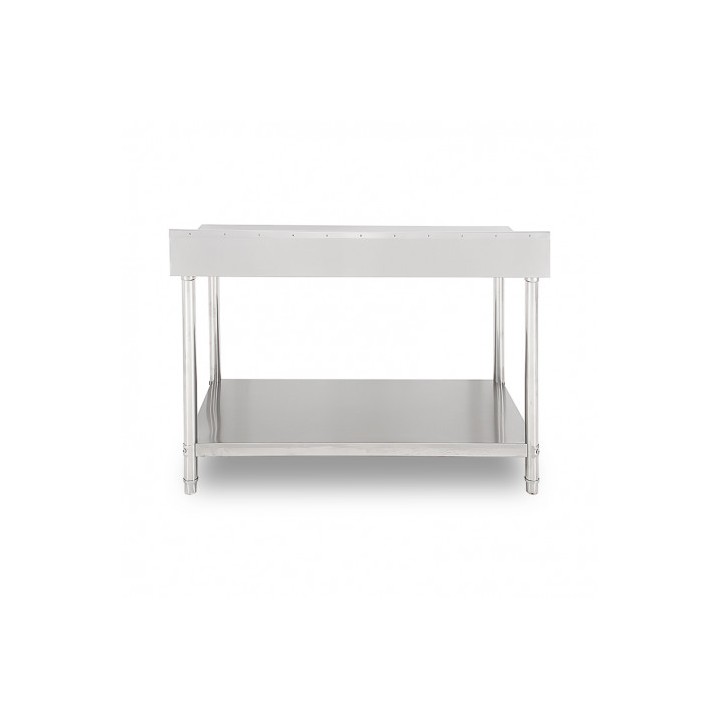 MESA DE TRABAJO ACERO INOXIDABLE 150X70X85CM CON RESPALDO CHEF PRO