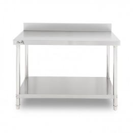 MESA DE TRABAJO ACERO INOXIDABLE 140X70X85CM CON RESPALDO CHEF PRO