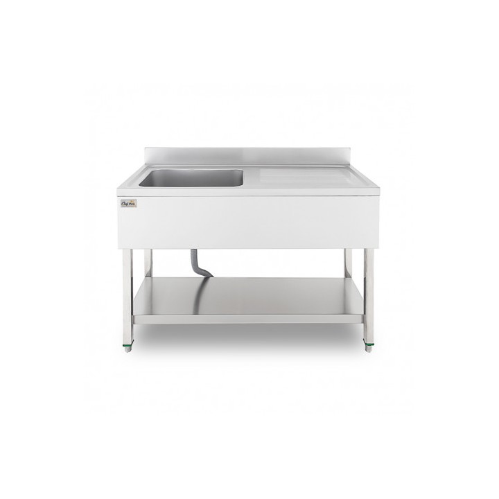 FREGADERO INDUSTRIAL 140X70X85CM CUBETA IZQUIERDA Y ESTANTE CHEF PRO