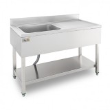 FREGADERO INDUSTRIAL 140X70X85CM CUBETA IZQUIERDA Y ESTANTE CHEF PRO