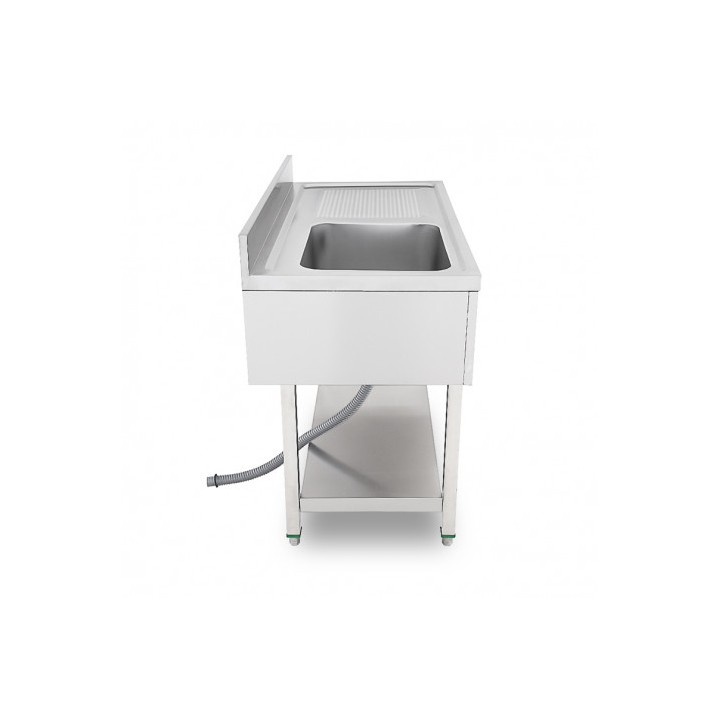 FREGADERO INDUSTRIAL 140X70X85CM CUBETA IZQUIERDA Y ESTANTE CHEF PRO