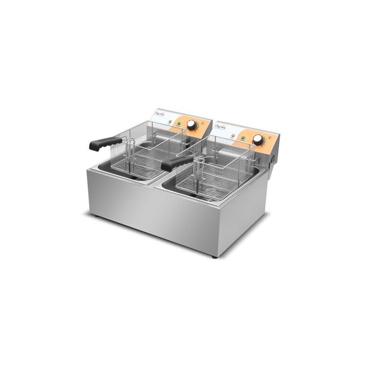 FREIDORA ELÉCTRICA PROFESIONAL 11+11 LITROS 2X3000W CHEF PRO