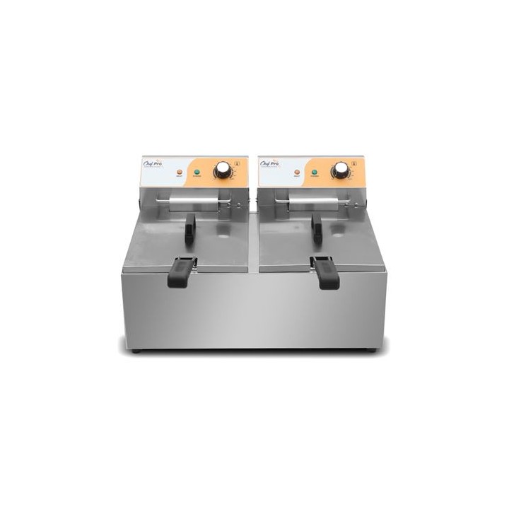 FREIDORA ELÉCTRICA PROFESIONAL 11+11 LITROS 2X3000W CHEF PRO