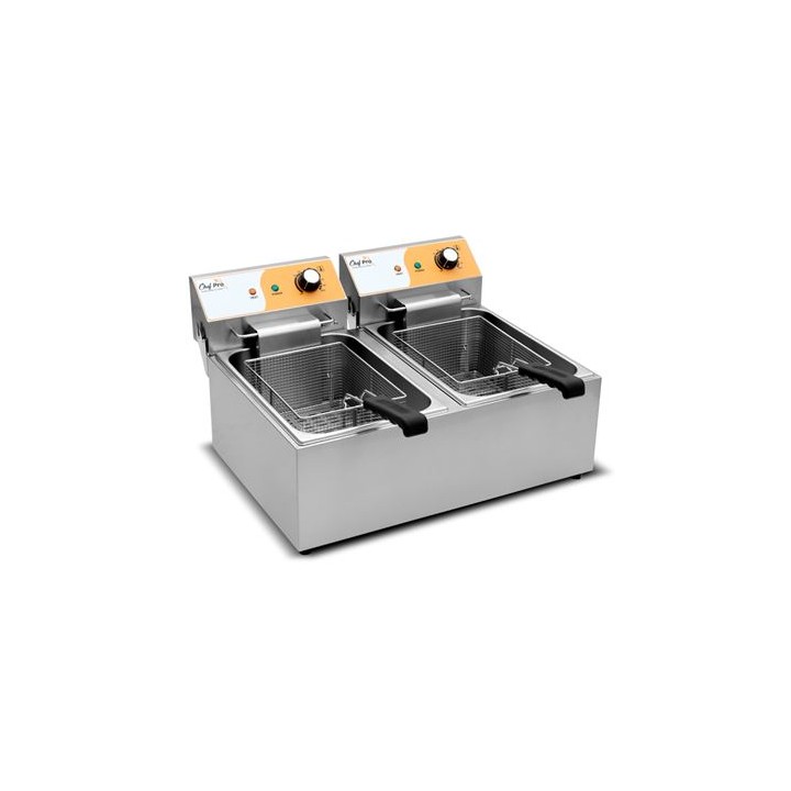 FREIDORA ELÉCTRICA PROFESIONAL 11+11 LITROS 2X3000W CHEF PRO