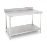 MESA DE TRABAJO ACERO INOXIDABLE 120X70X85CM CON RESPALDO CHEF PRO