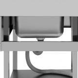 FREGADERO INDUSTRIAL 140X70X85CM CUBETA DERECHA Y ESTANTE CHEF PRO