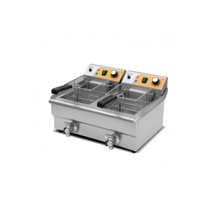 FREIDORA ELÉCTRICA PROFESIONAL 10+10 LITROS 2X3000W CHEF PRO