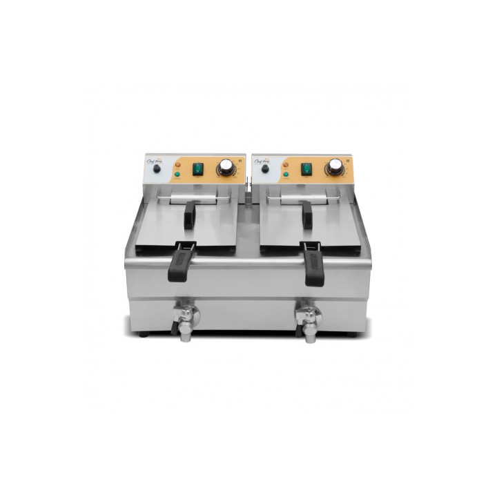 FREIDORA ELÉCTRICA PROFESIONAL 10+10 LITROS 2X3000W CHEF PRO