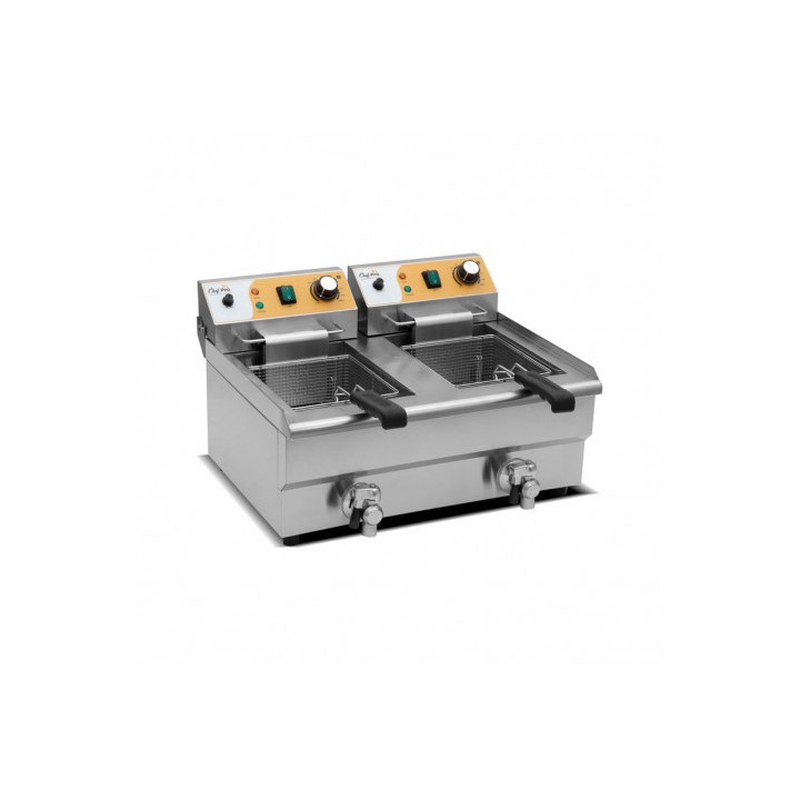 FREIDORA ELÉCTRICA PROFESIONAL 10+10 LITROS 2X3000W CHEF PRO