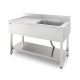 FREGADERO INDUSTRIAL 140X70X85CM CUBETA DERECHA Y ESTANTE CHEF PRO