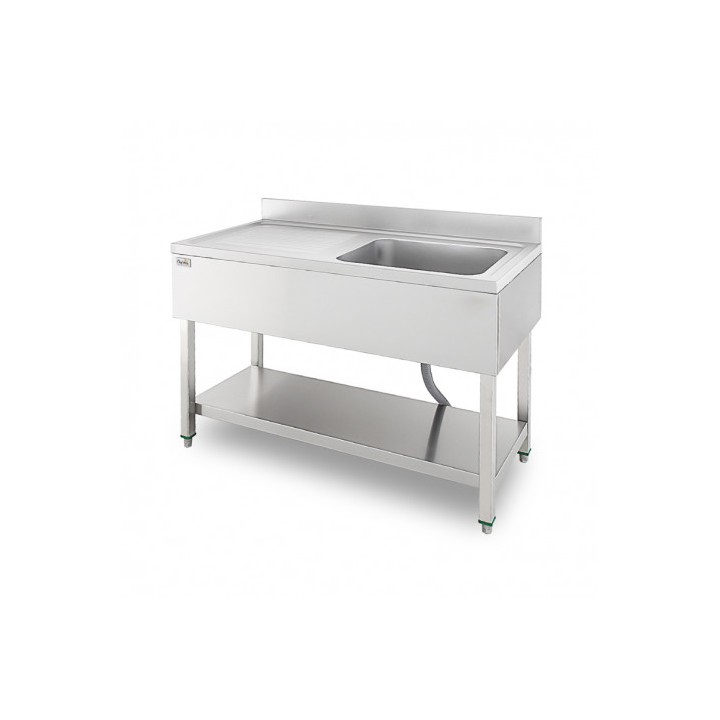 FREGADERO INDUSTRIAL 140X70X85CM CUBETA DERECHA Y ESTANTE CHEF PRO