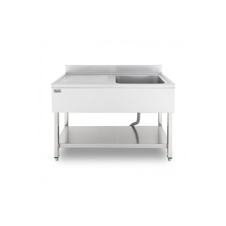 FREGADERO INDUSTRIAL 140X70X85CM CUBETA DERECHA Y ESTANTE CHEF PRO