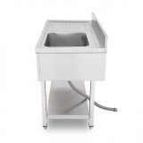 FREGADERO INDUSTRIAL 140X70X85CM CUBETA DERECHA Y ESTANTE CHEF PRO