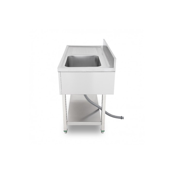 FREGADERO INDUSTRIAL 140X70X85CM CUBETA DERECHA Y ESTANTE CHEF PRO