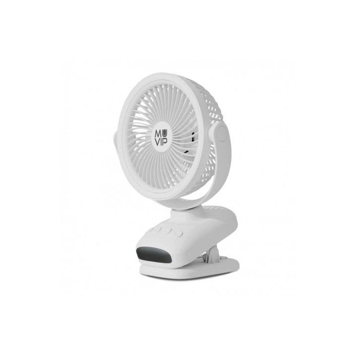 VENTILADOR PORTATIL TIPO CLIP 6" OSCILANTE CON LUZ LED Y BATERÍA MUVIP
