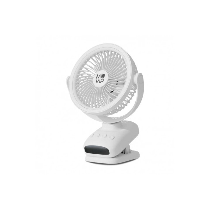 VENTILADOR PORTATIL TIPO CLIP 6" OSCILANTE CON LUZ LED Y BATERÍA MUVIP