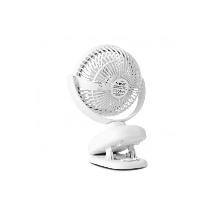 VENTILADOR PORTATIL TIPO CLIP 6" OSCILANTE CON LUZ LED Y BATERÍA MUVIP
