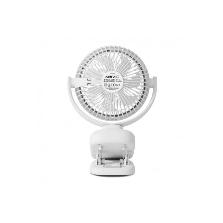 VENTILADOR PORTATIL TIPO CLIP 6" OSCILANTE CON LUZ LED Y BATERÍA MUVIP