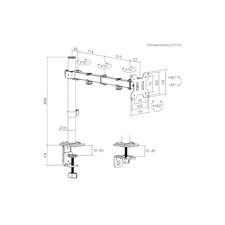 SOPORTE DE MESA 1 MONITOR 17"-32" CROMAD