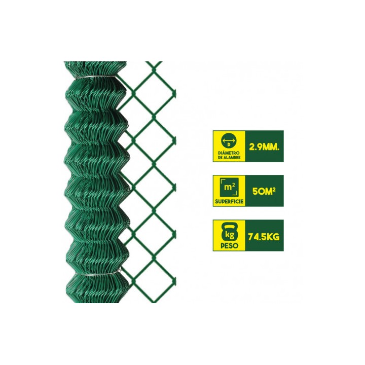MALLA DE VALLADO PLASTIFICADA 40X40X2.9MM 2X25 METROS SUNGARDEN