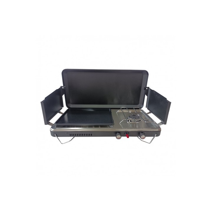 COCINA DE GAS PORTATIL PREMIUM OUTDOOR PLANCHA + DOBLE QUEMADOR MUVIP