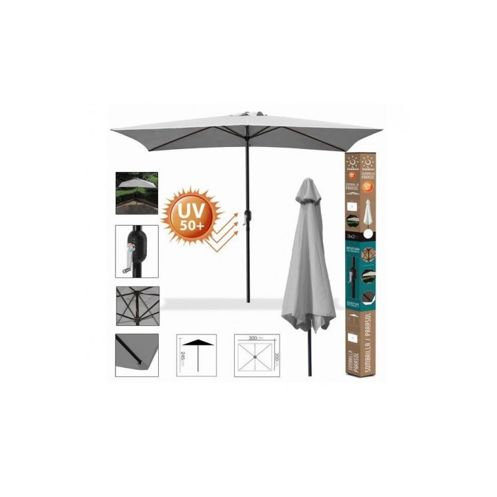SOMBRILLA JARDIN 3X2 METROS UV50+ GRIS