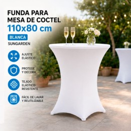 FUNDA PARA MESA DE COCTEL 110X80 BLANCA SUNGARDEN